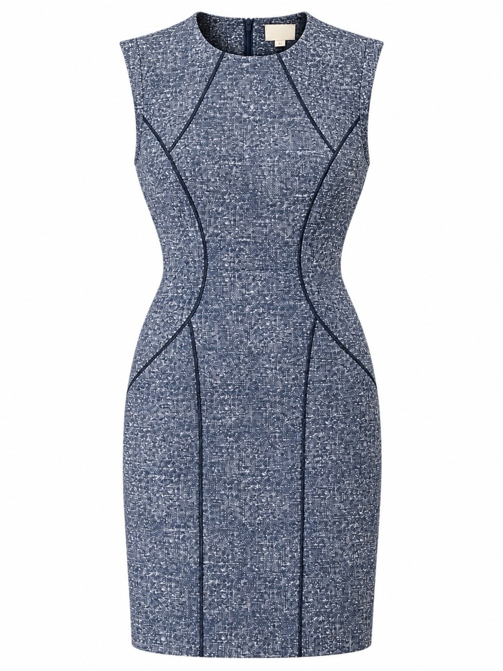 Nicole Miller Artelier Blue Stretch Tweed Sheath Dress sz 8 Career Cocktail $350
